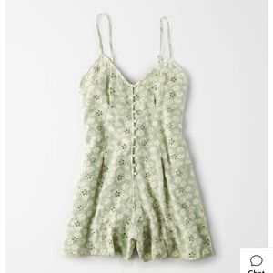 NWT American Eagle sage romper with floral design.